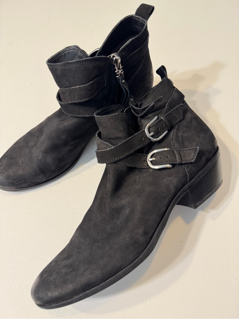 Sam Edelman Womens Size 9.5M Black Suede Zip Buckle Ankle Fashion Boots Bootie
